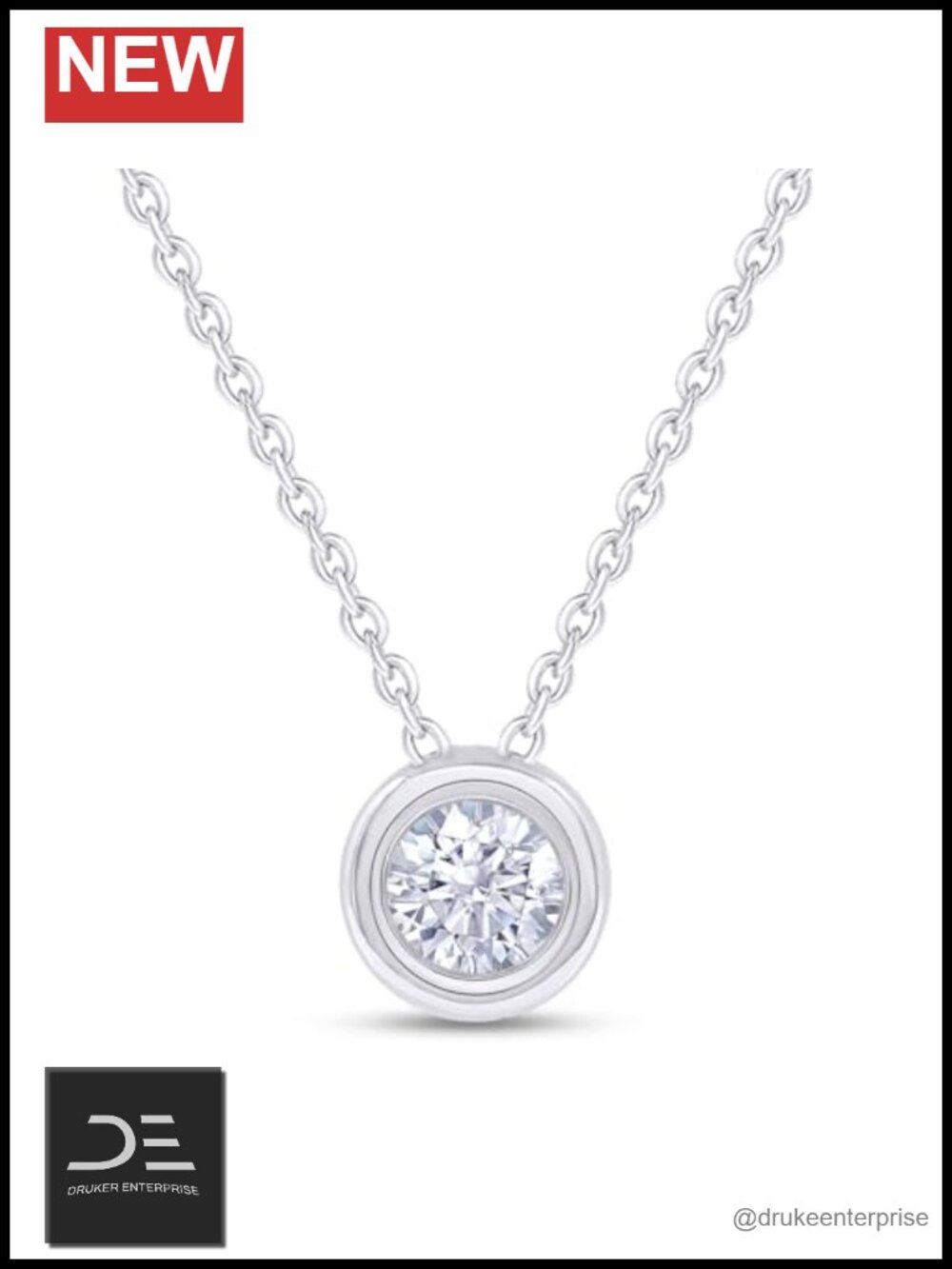 Moissanite Solitaire Pendant Necklace 0.90 CT Bezel Set Women
